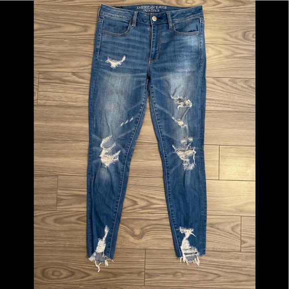 American Eagle distressed high waisted jeggings Sz 6 - Picture 2 of 11